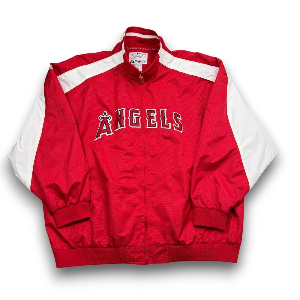 Anaheim‎ LA Angels Windbreaker Mens 4XL Red Majestic MLB Full Zip Vintage Dugout